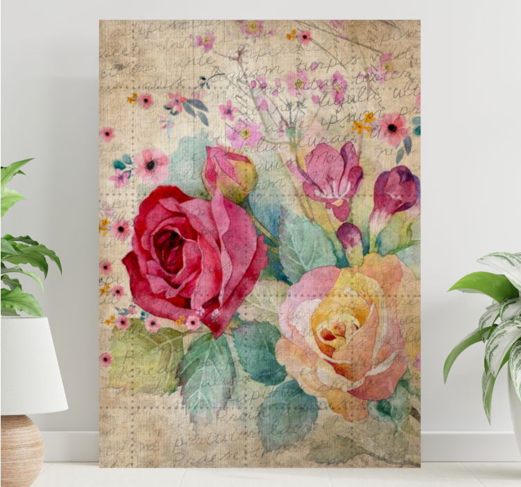 Quadro de flores arranjo romântico de rosas - TenStickers