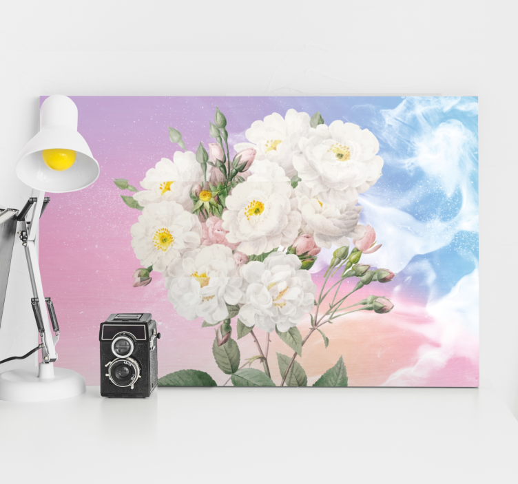Quadro de flores buquê floral branco - TenStickers