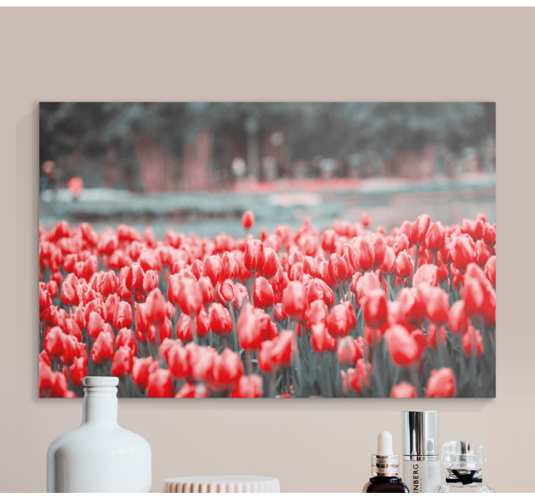 Quadro de flores campo de tulipas vibrantes - TenStickers
