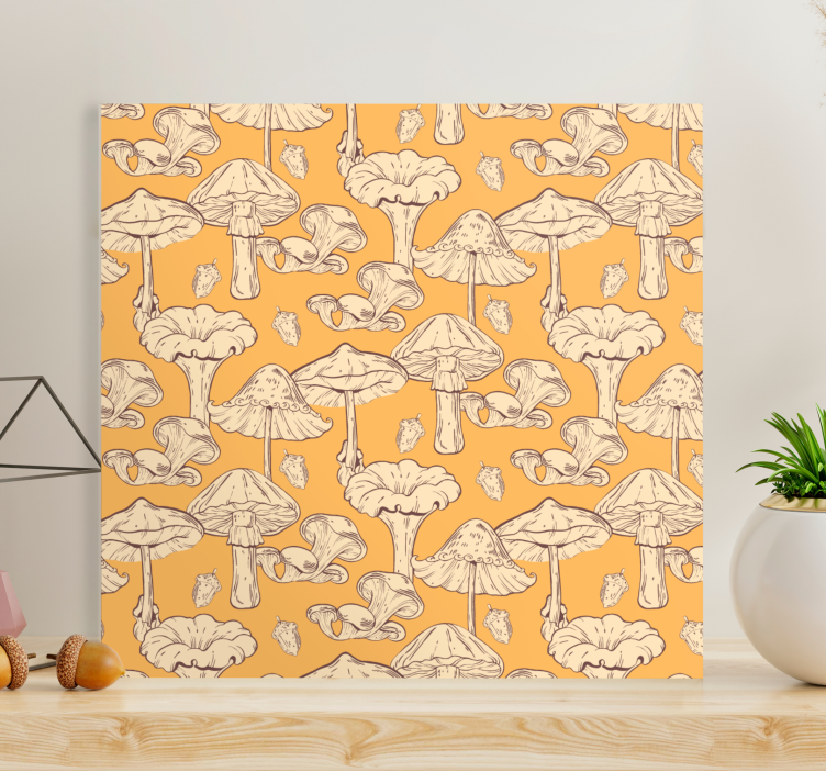 Quadro de flores com criação de motivo de cogumelo - TenStickers