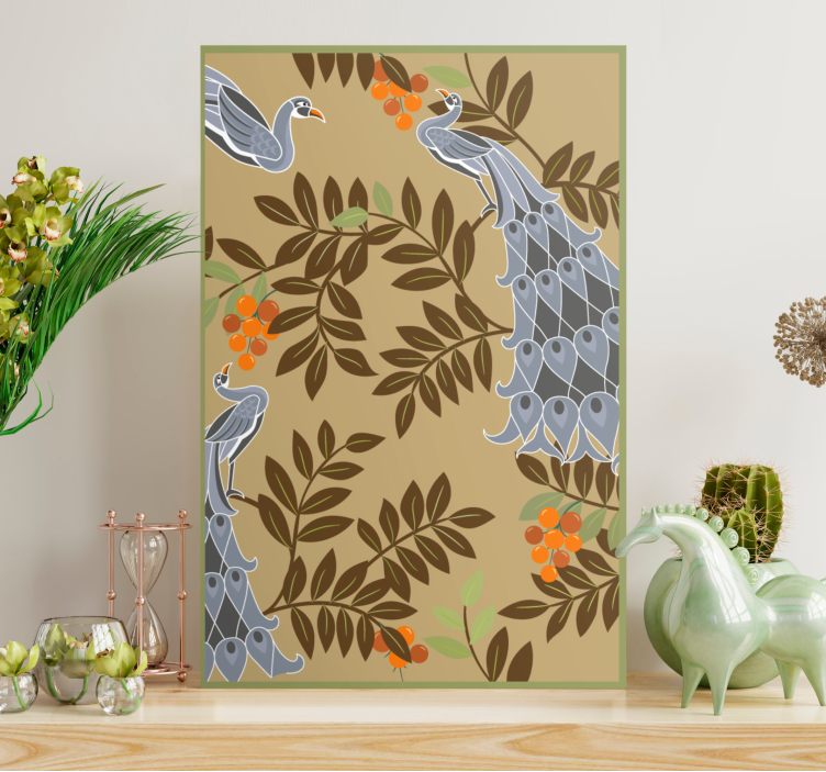 Quadro de flores com design de pássaro elegante - TenStickers