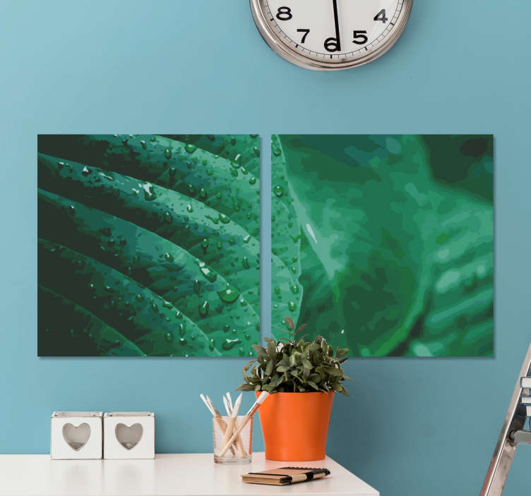 Quadro de flores com folhagem verde vibrante - TenStickers
