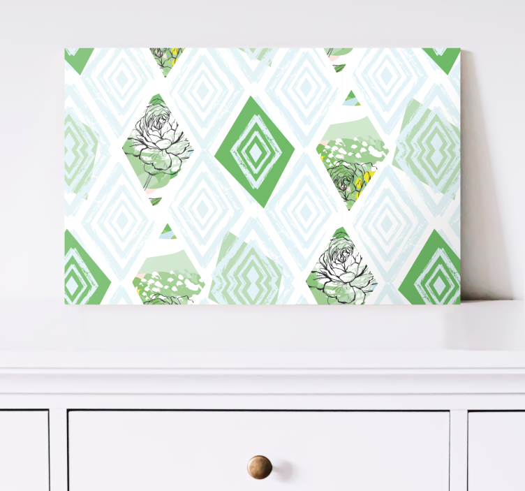 Quadro de flores com padrão geométrico de suculentas - TenStickers