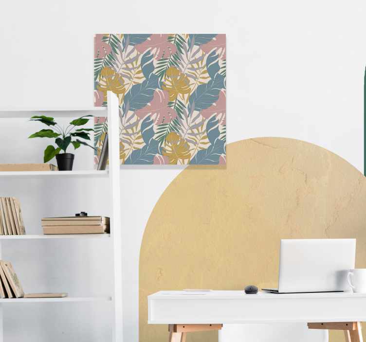 Quadro de flores com padrões de folhas tropicais - TenStickers