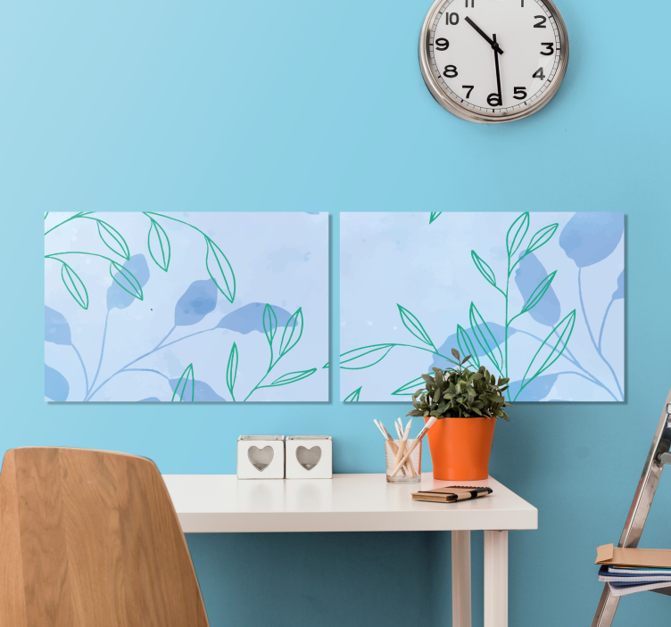 Quadro de flores com padrões delicados de folhas - TenStickers