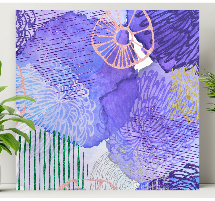 Quadro de flores com padrões florais roxos - TenStickers