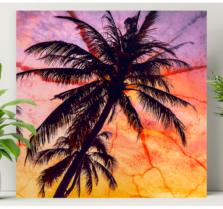 Quadro de flores com palmeiras em silhueta - TenStickers