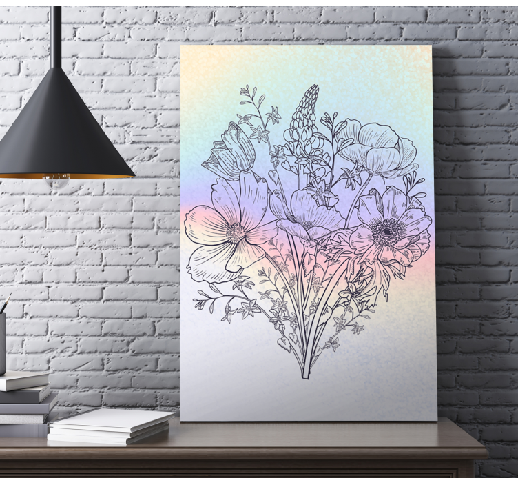 Quadro de flores contorno de buquê floral - TenStickers