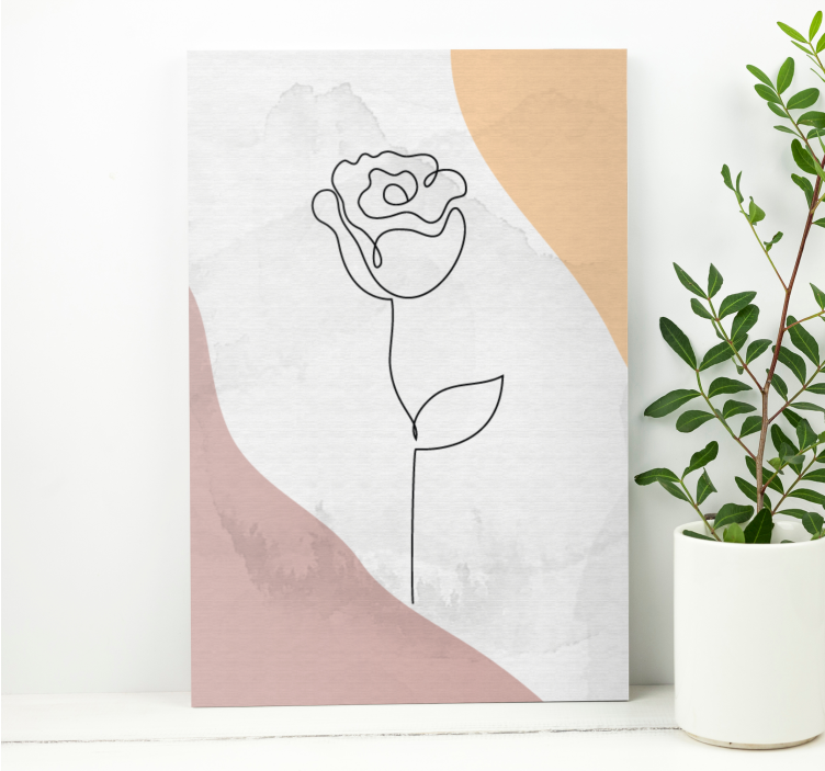 Quadro de flores contorno elegante de rosa - TenStickers