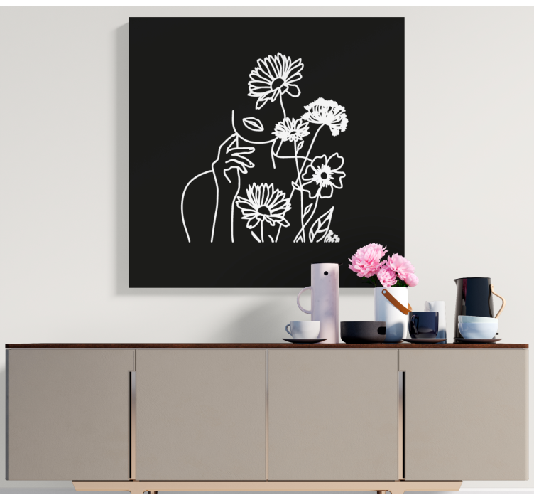 Quadro de flores design floral minimalista feminino - TenStickers