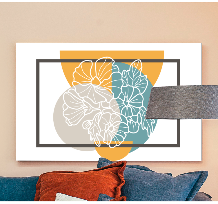 Quadro de flores ilustração botânica em contorno - TenStickers