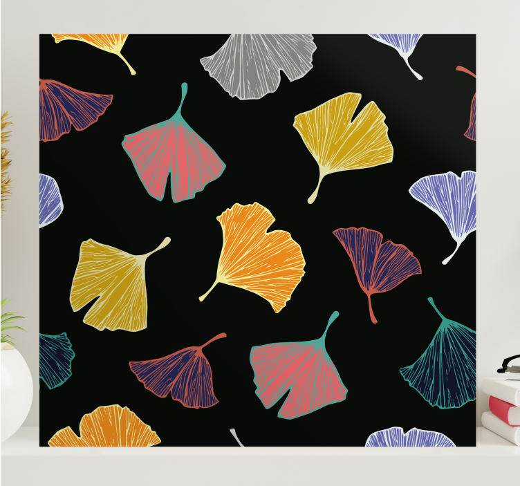 Quadro de flores ilustrações de folhas de ginkgo - TenStickers