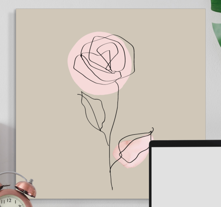 Quadro de flores linha elegante rosa - TenStickers