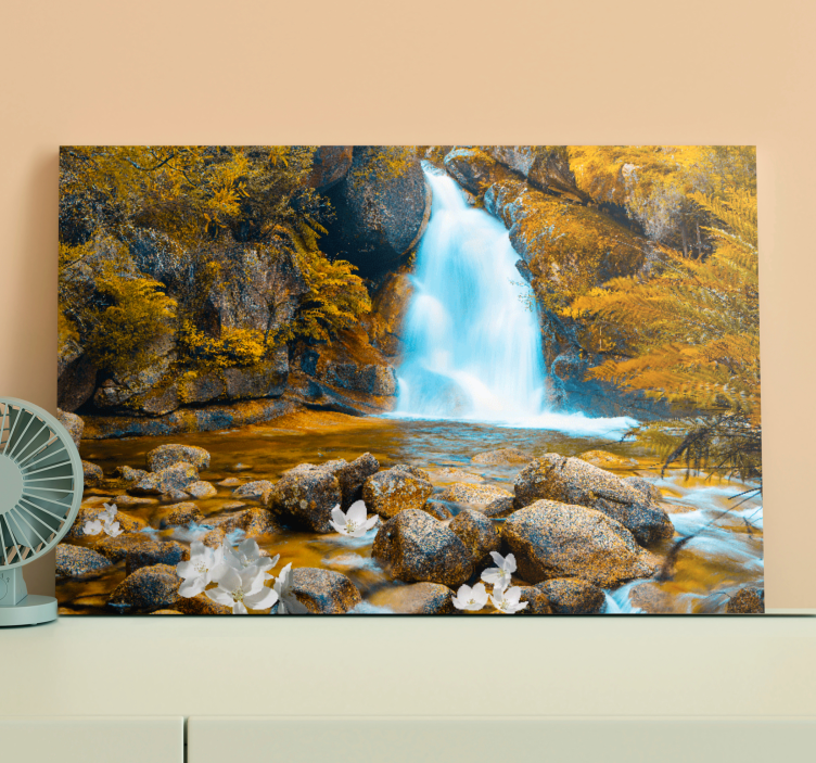 Quadro de flores paisagem de cascata serena - TenStickers