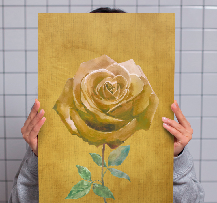 Quadro de flores rosa dourada elegante - TenStickers