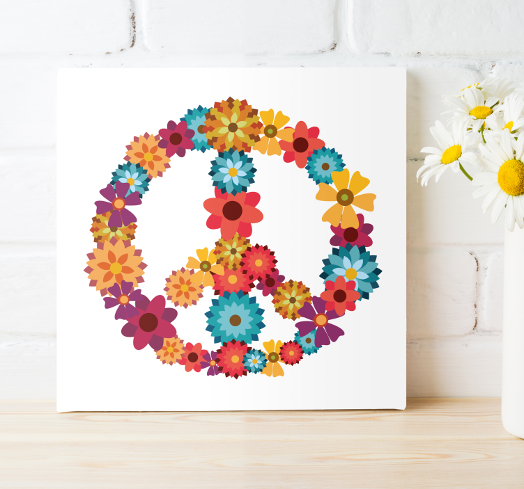 Quadro de flores símbolo hippie - TenStickers