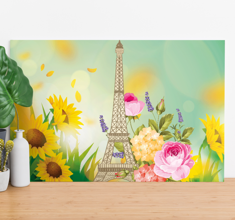Quadro de flores torre eiffel floral - TenStickers
