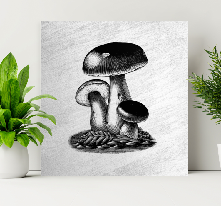 Quadro de flores trio de cogumelos - TenStickers