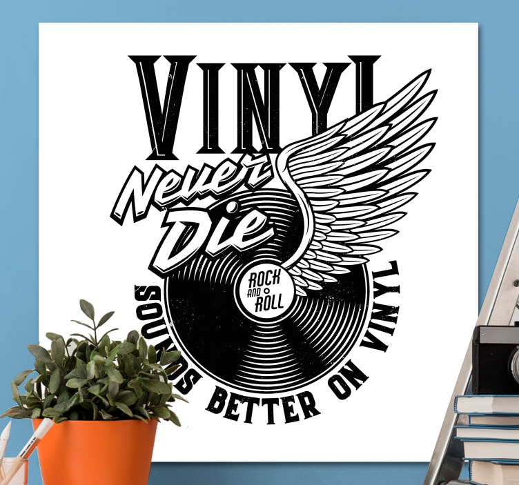 Quadro de música asas de disco de vinil - TenStickers