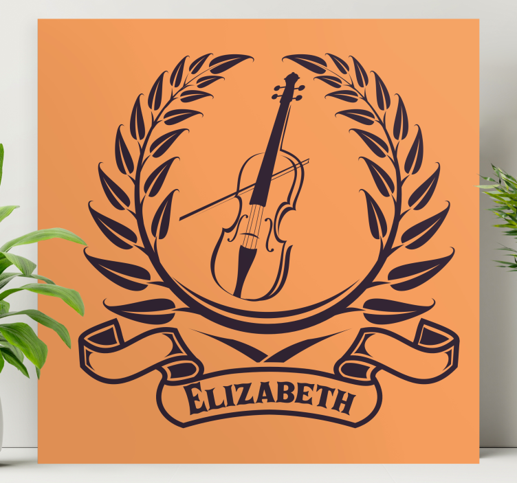 Quadro de música emblema de louros de violino - TenStickers