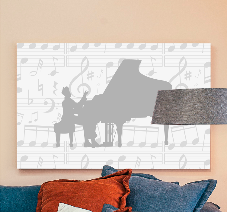 Quadro de música silhueta de melodias de piano - TenStickers