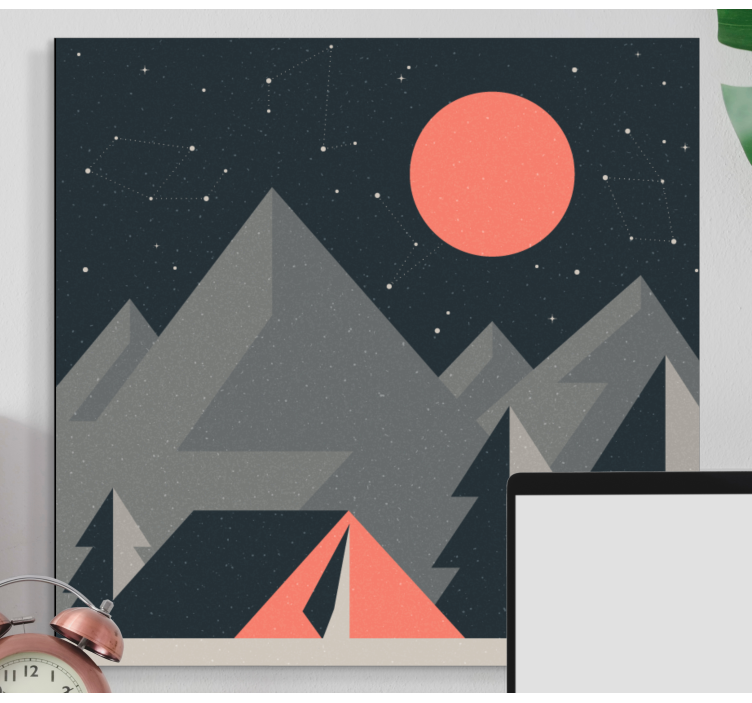 Quadro de paisage cena de camping na montanha - TenStickers
