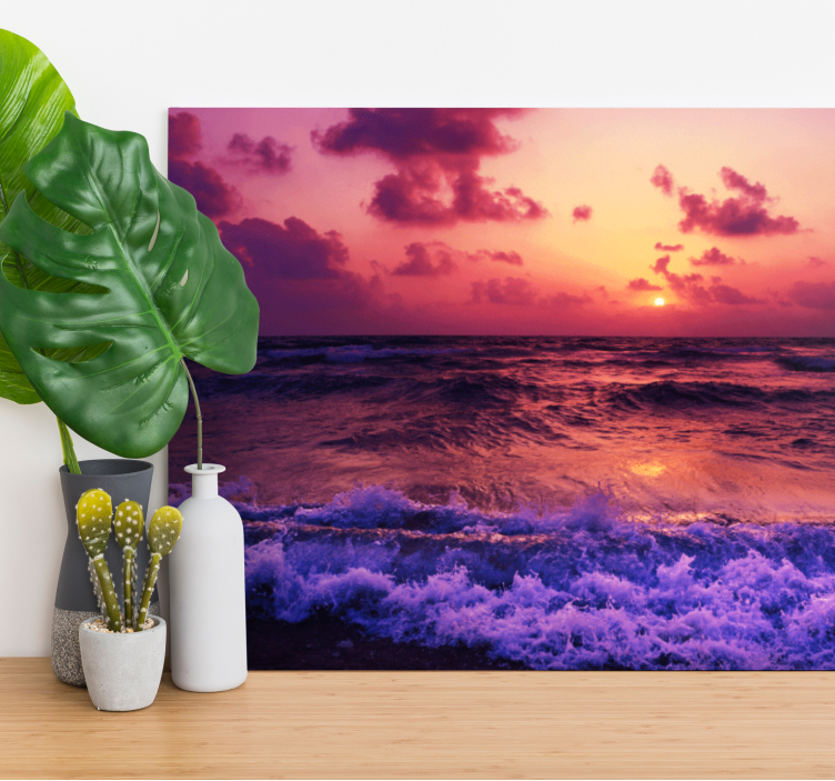 Quadro de paisage ondas do pôr do sol vibrantes - TenStickers