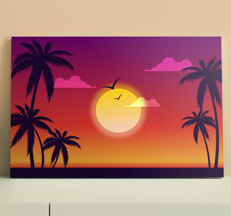 Quadro de paisagem cena do pôr do sol tropical - TenStickers