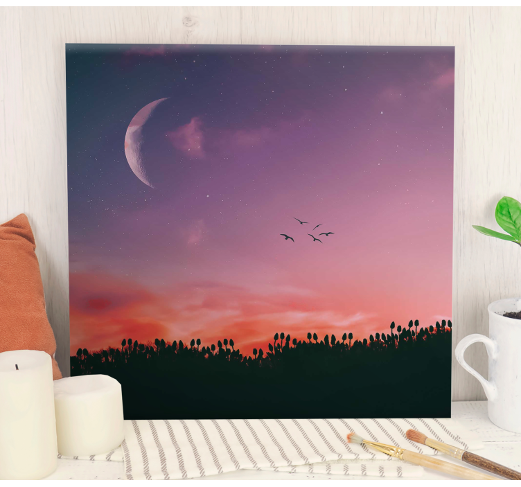 Quadro de paisagem céu crepuscular iluminado pela lua - TenStickers