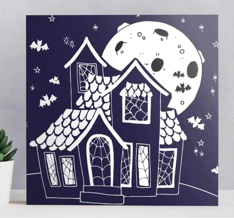 Quadro de paisagem silhueta de casa assombrada - TenStickers