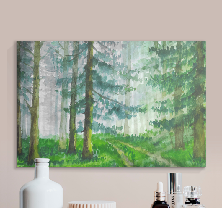 Quadro de paisagem trilha da floresta nebulosa - TenStickers