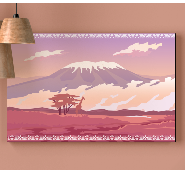 Quadro de paisagem vista da montanha com girafa - TenStickers