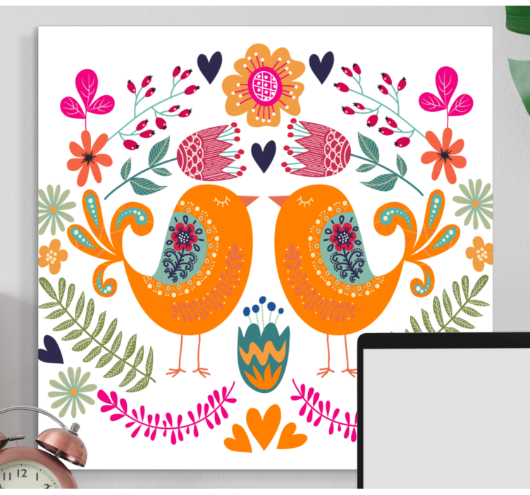 Quadro de pássaros design de pássaros apaixonados - TenStickers