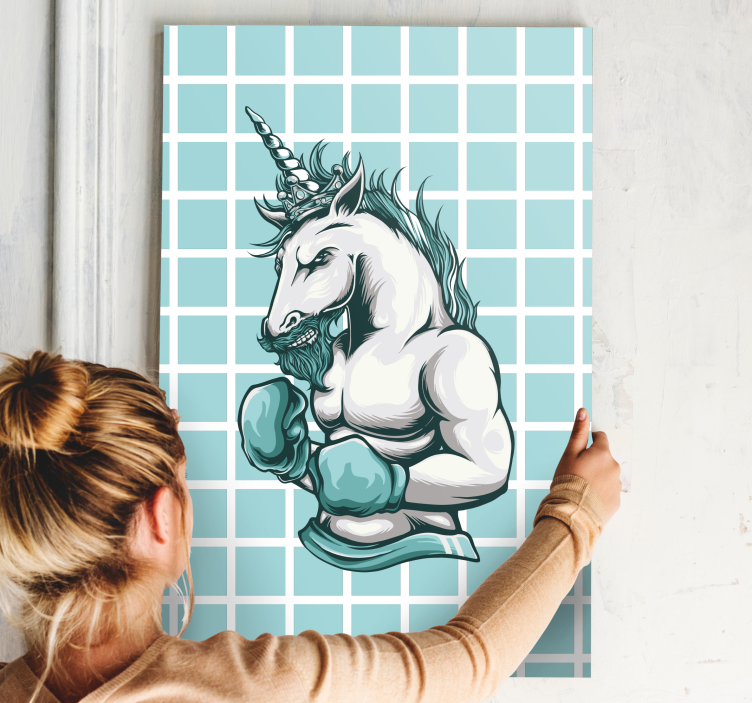 Quadro de super heróis campeão unicórnio musculoso - TenStickers