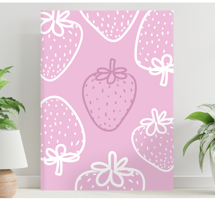 Quadro Decorativo de vinícola padrão de morango brincalhão - TenStickers
