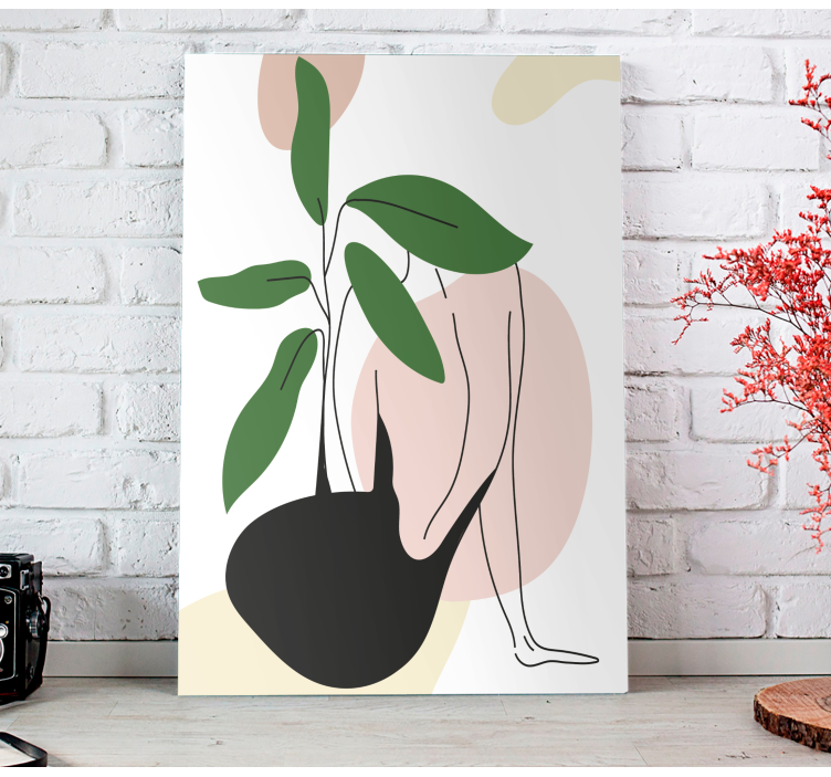 Quadro decorativo abstrato figura feminina com planta - TenStickers