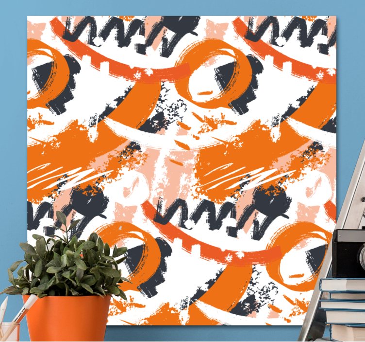 Quadro decorativo abstrato formas laranja dinâmicas - TenStickers