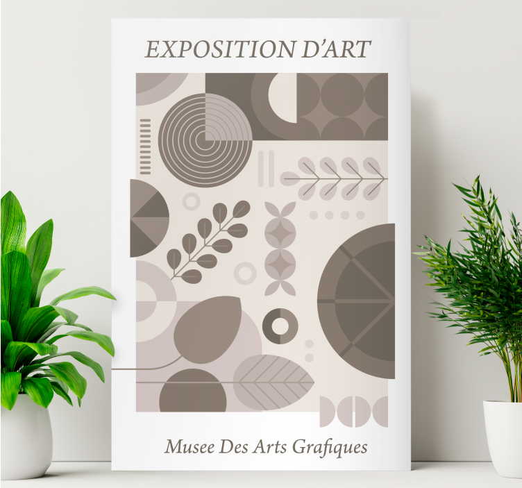 Quadro decorativo abstrato padrões geométricos de folhas - TenStickers