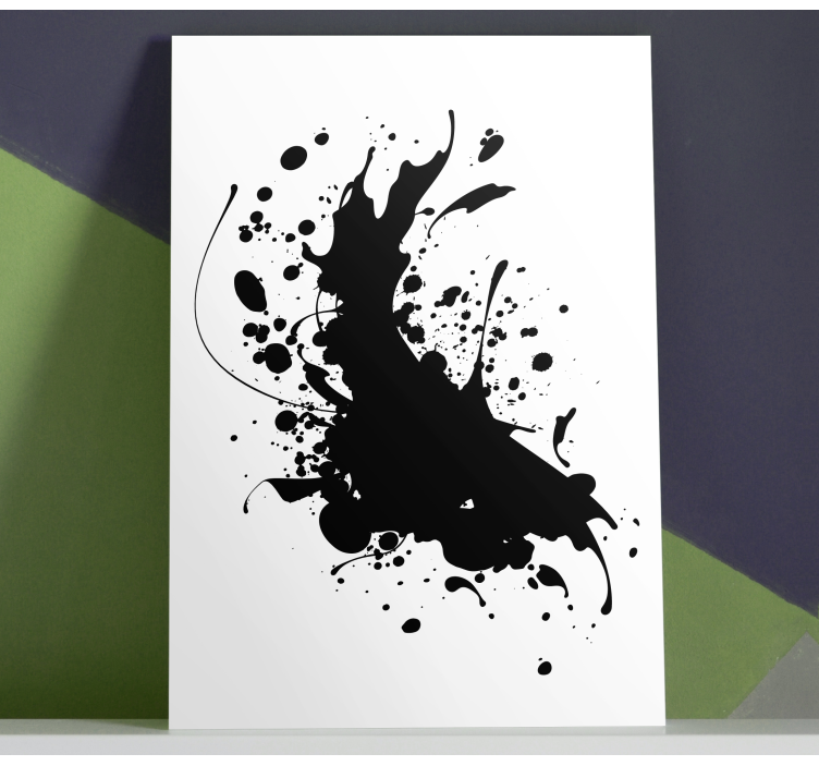 Quadro decorativo abstrato splash preto dinâmico - TenStickers