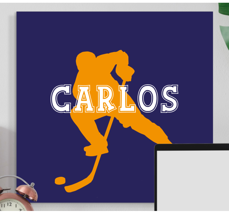 Quadro com nome Laranja de hóquei no gelo personalizada - TenStickers