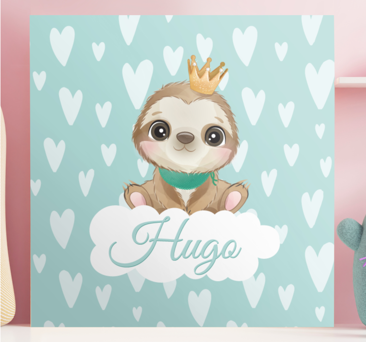 Quadro com nome Preguiça fofa para menino com nome - TenStickers