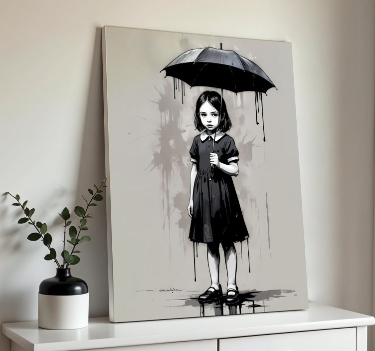 Quadro de arte garota guarda-chuva - TenStickers