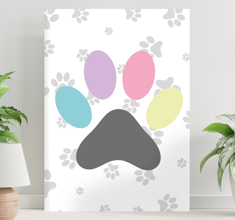 Quadro de cães pegadas coloridas - TenStickers