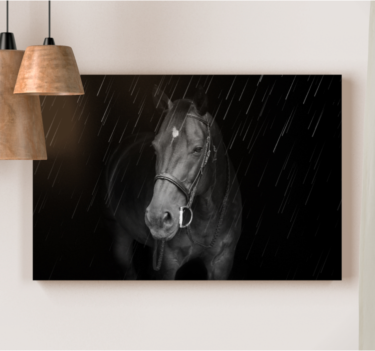 Quadro decorativo de cavalos cavalo negro majestoso - TenStickers