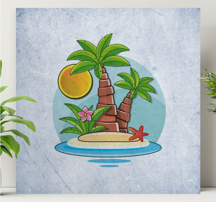 Quadro de flores cena de ilha tropical - TenStickers