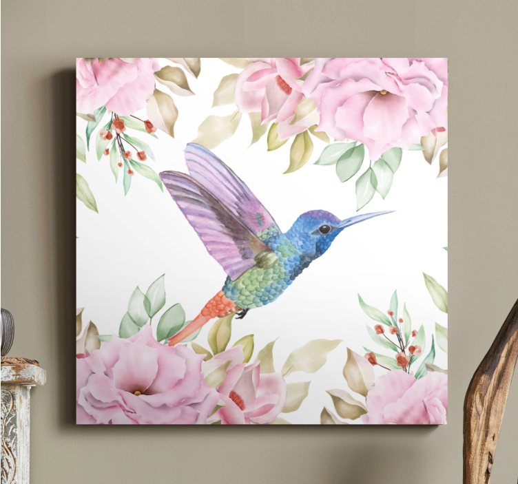 Quadro de flores Flores penduradas no jardim com pássaros - TenStickers