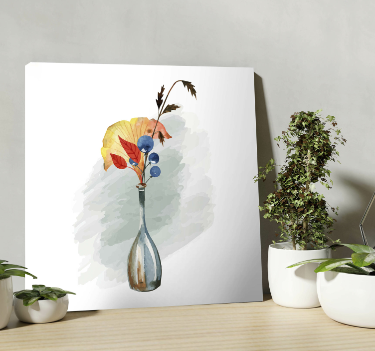 Quadro de flores vaso com folhas de outono - TenStickers