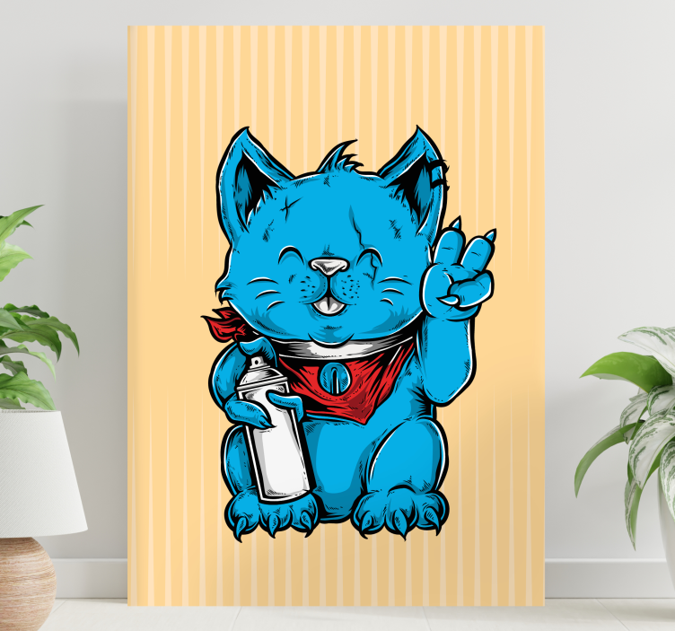 Quadro com gatos gato azul brincalhão - TenStickers