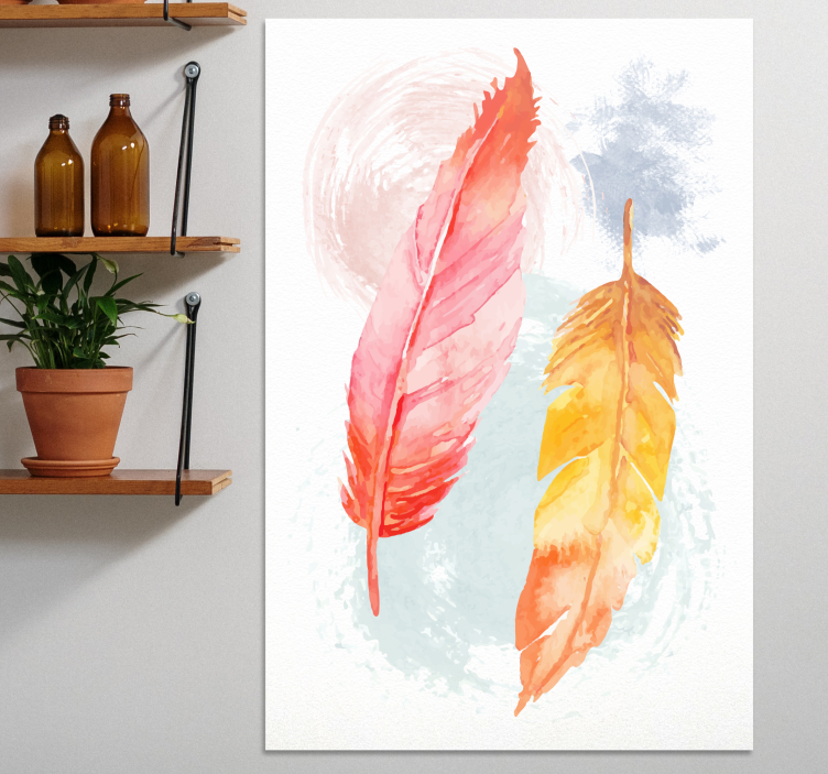 Quadro de penas Pluma colorida posiciones invertidas - TenStickers