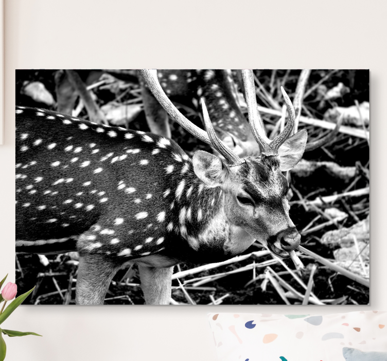 Quadro com veados retrato elegante em escala de cinza - TenStickers